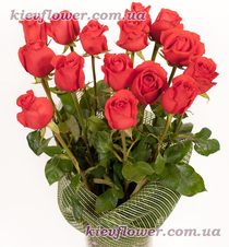 Букет з 15 яскраво-червоних троянд